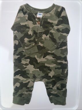 Old Navy Camo Green Thermal Baby One-Piece